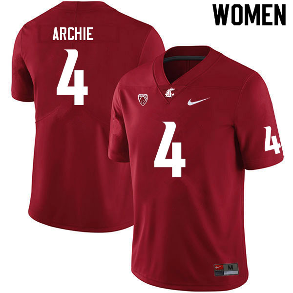 Women #4 Armauni Archie Washington State Cougars College Football Jerseys Sale-Crimson